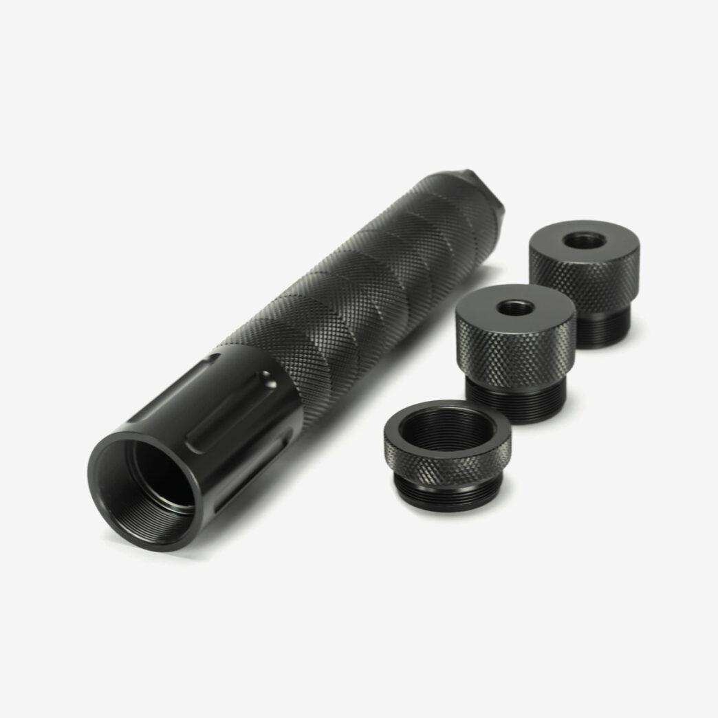 VitoWhisper-10-Inch-Modular-Solvent-Trap-VWMSTAL103-1044x1044-1.jpg 10″L Aluminum Modular Solvent Trap Kit 1.58″OD (1/2×28 and 5/8×24)